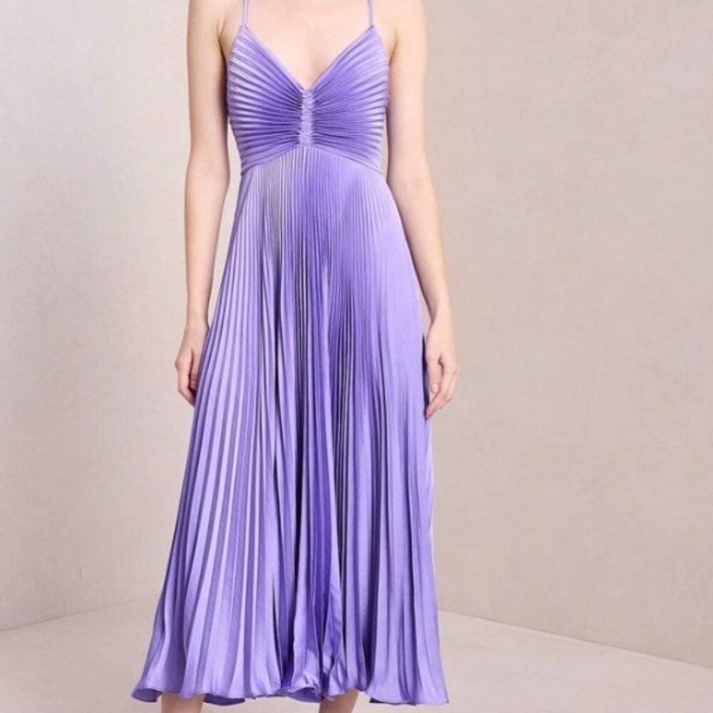 A.L.C. Gemini Pleated Midi Cut Out Dress, Purple, Size 6